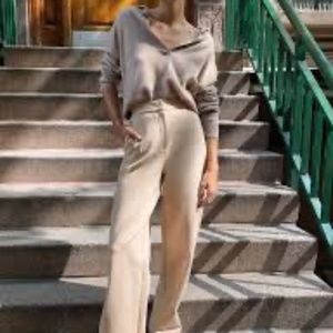 Aritzia NWT The Group by Babaton Talus Pant Size 4 Heather Natural Tan